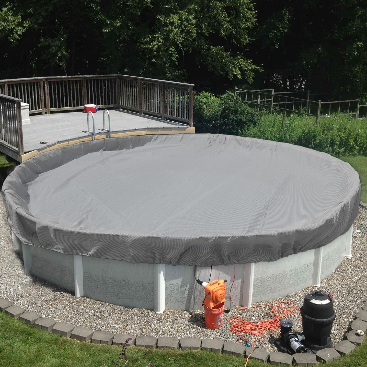 TANG 16' ft Round Pool Covers for 12 Feet Round Above Ground Tank Spa Pool Covers Winter Leaf Pool Covers Wire Rope Hemmed All Edges 4ft Overlap, Trampoline Cover (12', Light Grey)