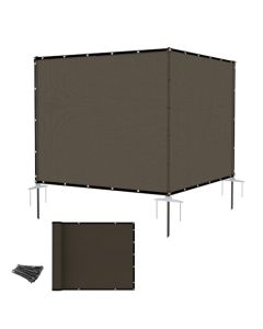 E&K Privacy Screen Fence 5"x12" Outdoor Iron Pole Privacy Fence Cover for Garden Backyard Patio Pool A/C Unit (Brown) - Brown, 5" x 12"