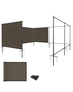 E&K Privacy Screen Fence 6"x24" Outdoor Iron Pole Privacy Fence Cover for Garden Backyard Patio Pool A/C Unit (Brown) - Brown, 6" x 24"