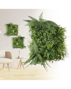 E&K 5Pcs 20" x 20" Artificial 3D Plant Wall Panels, Faux Grass Wall Backdrop Decor, UV-Anti Greenery Boxwood Hedge Privacy Screen for Outdoor Indoor Wedding Garden Backyard (Style 15) - 3D Panel 20" - Style 15, 5, 20"x20"