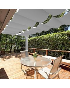 E&K Beige Waterproof Retractable Shade Cover for Pergola