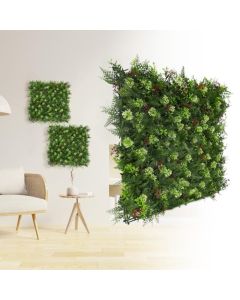 E&K 25Pcs 20" x 20" Artificial 3D Plant Wall Panels, Faux Grass Wall Backdrop Decor, UV-Anti Greenery Boxwood Hedge Privacy Screen for Outdoor Indoor Wedding Garden Backyard (Style 16) - 3D Panel 20" - Style 16, 25, 20"x20"