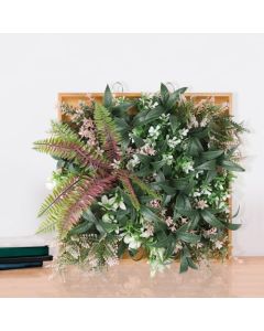 E&K Artificial Hanging Plants Faux Leaf with Frame Hooks Decoration for Home Office Room Wall Indoor Outdoor (1 PC, Green White Pink) - Green White Pink, 1