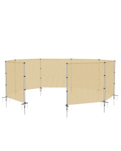 TANG Outdoor Privacy Fencing with Poles Ground Spikes Dog Garden Privacy Fence Backyard Patio Yard Barrier Boarder Divider Hollow Beige 4'x2'