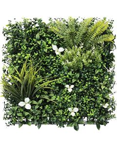 E&K 9Pcs 20" x 20" Artificial 3D Plant Wall Panels, Faux Grass Wall Backdrop Decor, UV-Anti Greenery Boxwood Hedge Privacy Screen for Outdoor Indoor Wedding Garden Backyard (Style 05) - 3D Panel 20" - Style 05, 9, 20"x20"