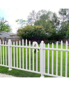 E&K 8 Sets 36"H x 84"W Vinyl White Picket Fence Panels Decorative Fencing for Front Porch Yard Garden Pool (34 Pickets, Scallop) - 8, 84"x36"