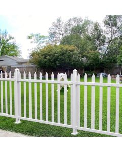 E&K 8 Sets 36"H x 84"W Vinyl White Picket Fence Panels Decorative Fencing for Front Porch Yard Garden Pool (34 Pickets, Straight) - 8, 84"x36"