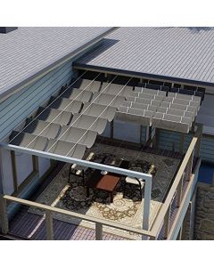 E&K Sunrise 4"Wx16"L Pergola Shade Cover Retractable Canopy Outdoor Wave Sun Shade for Patio Garden Backyard Deck Trellis (Brown) - Brown, 0 4"x16"