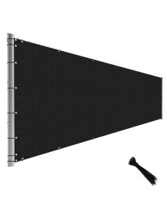 TANG Fence Privacy Screen Black 8 Feet x 50 Feet Outdoor Shade Cloth with Grommets, 150 GSM Temporary Fence Cover with Zipties Mesh Netting Fences Blockage for Backyard Garden Patio Chain Link