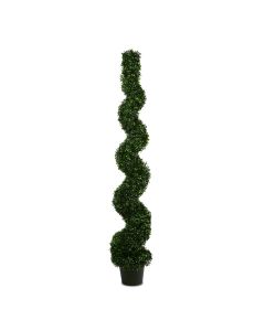 Bynbbur Artificial Tree Boxwood Spiral 1 Pcs- 6 Feet Faux Plants Indoor Outdoor with Black Pot Fake Trees for Home Office Living Room Kitchen Décor