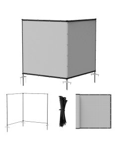 Bynbbur 5'x12' Outdoor Privacy Screen Freestanding with Iron Poles and Stakes, Temporary Dog Fencing, Backyard Divider, Metal Garden Fence for Pool Patio Barrier Border, Gray