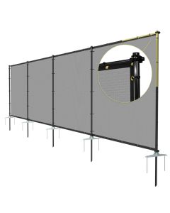 TANG 6'x24' Outdoor Privacy Screen FreeStanding, 220GSM Mesh Fencing with Poles Stakes, Privacy Fence Panels for Outside, Temporary Dog Fences for Garden Patio, Gray