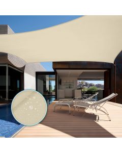 TANG 10'x15' Waterproof Sun Shade Sail Rectangle Outdoor Canopy UV Block Shade Cloth with Curved Edge for Patio Backyard Pool Pergola Cover, Beige