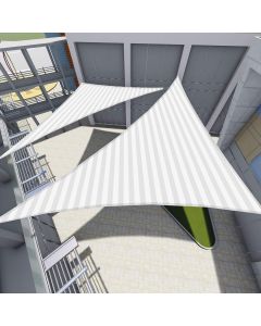 TANG Sun Shade Sail Triangle 2x2x3 Feet Sunshades Canopy with Hardware Kit, Shade Cloth Fabric Pergolas Cover for Outdoor Patio Deck Garden Backyard Awning, Grey/White Stripes