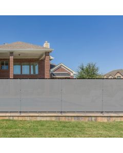 Bynbbur 5'x11'10" Outdoor Privacy Fence with Iron Poles Outdoor Divider Metal Fence Dog Fence for Backyard Patio Garden Yard Barrier Border Divider with Ground Spikes, Grey