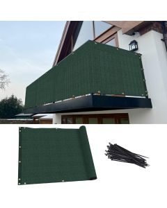 TANG 3' x 15' Balcony Privacy Screen Apartment Patio Mesh Fence Screens Cover for Deck Railing 200GSM Heavy Duty Fencing Windscreen Lattice Panels Porch Outdoor Backyard, Green