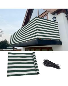 TANG 3' x 1' Balcony Privacy Screen Apartment Patio Mesh Fence Screens Cover for Deck Railing 200GSM Heavy Duty Fencing Windscreen Lattice Panels Porch Outdoor Backyard, White & Green Stripes