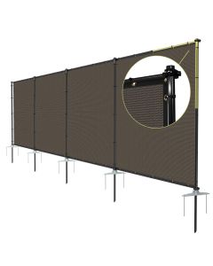 TANG 6'x24' Outdoor Privacy Screen FreeStanding, 220GSM Mesh Fencing with Poles Stakes, Privacy Fence Panels for Outside, Temporary Dog Fences for Garden Patio, Brown