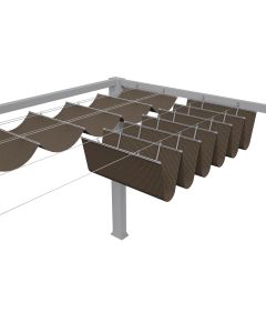 TANG 3' x 16' Pergola Cover Shade Canopy, Retractable Awning Sun Shades Outdoor Patio Pergolas Kit for Deck Backyard Gazebo, Wave Shade Sail with Hardware Wire Cable, Brown