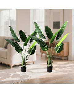 Bynbbur Artificial Bird of Paradise 5 FT Faux Plants Indoor Outdoor with Black Pot Large Fake Tree for Home Office Living Room Kitchen Decor, 5 FT