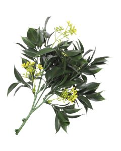 Bynbbur 30Pcs Fake Flowers Artificial Floral Plants Stems,10" Faux Flower Bouquets for Wedding Party Fall Decoration Greenery Home Room Indoor Outdoor Décor, Dark Green with Yellow