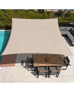 TANG Sunshades Depot 21'x21' Square Waterproof Knitted Shade Sail with 8 inch Hardware Kit Curved Edge Beige U*V Block Pergola Carport Canopy Awning Customize Available