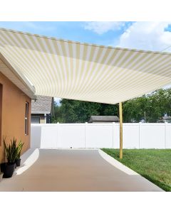 TANG 2'x2' Sun Shade Sail Rectangle Sunshade Canopy UV Block Shade Cloth Pergola Cover for Outdoor Patio Garden Gazebo Deck, Beige and White Stripe