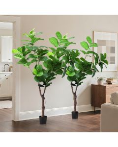 Bynbbur Artificial Fiddle Leaf Fig Tree 6 Feet Faux Plants Indoor Outdoor with Black Pot Large Fake Tree for Home Office Living Room Kitchen Decor, 6 Feet