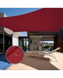 TANG 10'x15' Waterproof Sun Shade Sail Rectangle Outdoor Canopy UV Block Shade Cloth with Curved Edge for Patio Backyard Pool Pergola Cover, Red