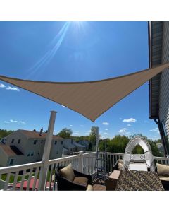 TANG Sunshades Depot A Ring Design Steel Cable Wire Reinforcement 48'x48'x67.9' Feet Right Triangle Sun Shade Sails Brown Heavy Duty Permeable 260 GSM with 8'' inch Hardware Kit