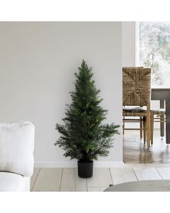 Bynbbur 1 Pcs Artificial Christmas Samll Tree Cedar Tree 3 Feet Xmas Tree Indoor Outdoor with Black Pot Christmas Decoration for Home Office Living Room Kitchen