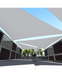 TANG 12'x12'x12' Waterproof Sun Shade Sail Triangle Grey SunShades Cloth Curved Edge for Patio Awning Pergola Cover Outdoor Canopy Heavy Duty Industrial Sunshade