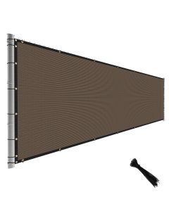 TANG Fence Privacy Screen Brown 8 Feet x 50 Feet Outdoor Shade Cloth with Grommets, 150 GSM Temporary Fence Cover with Zipties Mesh Netting Fences Blockage for Backyard Garden Patio Chain Link