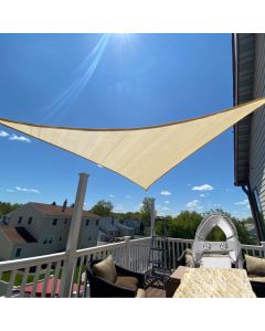 TANG Sunshades Depot A Ring Design Steel Cable Wire Reinforcement 48'x48'x67.9' Feet Right Triangle Sun Shade Sails Beige Heavy Duty Permeable 260 GSM with 8'' inch Hardware Kit