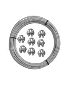 TANG 99-Feet Stainless Steel Wire for Sun Shade Sail Hardware, 3/16-Inch Metal Cable with 106pcs Clamp for Craft Hanging Wire Rope