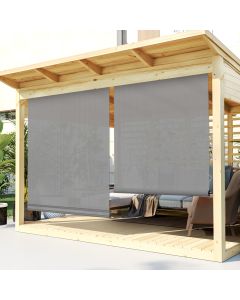 TANG Exterior Roller Shade 8'Wx15'H Outdoor Patio Shades Roll Up Blinds Sunshades for Deck Porch Pergola Balcony Backyard, Grey