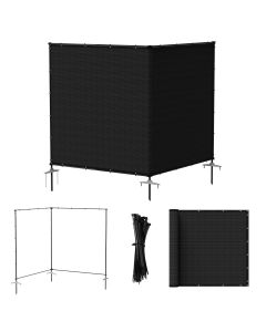 Bynbbur 6'x12' Outdoor Privacy Screen Freestanding with Iron Poles and Stakes, Temporary Dog Fencing, Backyard Divider, Metal Garden Fence for Pool Patio Barrier Border, Black