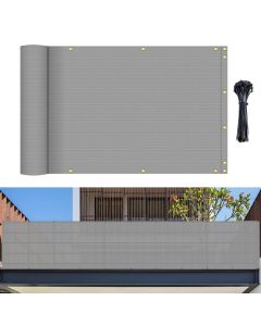 Bynbbur 3' x 10' Balcony Privacy Screen Apartment Deck Railing Fence Lattice Panels for Outside, UV Block Shade Cloth with Grommets, Mesh Fencing Cover for Patio Backyard Porch, Light Grey