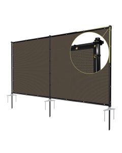 TANG 6'x12' Outdoor Privacy Screen FreeStanding, 220GSM Mesh Fencing with Poles Stakes, Privacy Fence Panels for Outside, Temporary Dog Fences for Garden Patio, Brown