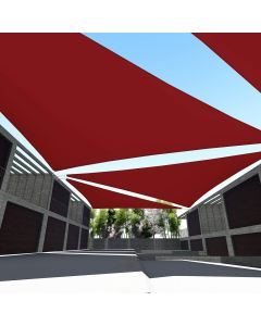 TANG 16'x16'x16' Waterproof Sun Shade Sail Triangle Red SunShades Cloth Curved Edge for Patio Awning Pergola Cover Outdoor Canopy Heavy Duty Industrial Sunshade Actions