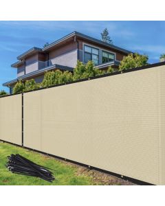 TANG 4' x 40' Privacy Fence Screen Beige Shade Cloth with Grommets, Chain Link Fence Panels Outdoor Mesh Fabric Fencing, Balcony Windscreen Cover,Temporary Garden Fencing for Yard Deck Pool