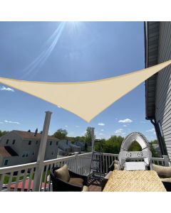 TANG 48'x48'x68' Sun Shade Sail Triangle Shade Cloth Canopy, A Ring with Steel Cable Wire Reinforcement,UV Block Heavy Duty 260 GSM for Patio Pergola Garden Deck Carport Cover, Sand