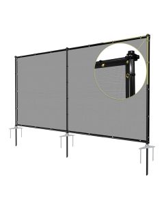 TANG 6'x12' Outdoor Privacy Screen FreeStanding, 220GSM Mesh Fencing with Poles Stakes, Privacy Fence Panels for Outside, Temporary Dog Fences for Garden Patio, Gray