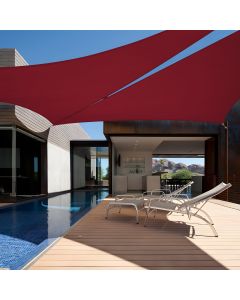 TANG 16'x16'x16' Waterproof Sun Shade Sail Triangle Outdoor Canopy UV Block Shade Cloth with Curved Edge for Patio Backyard Pool Pergola Cover, Red