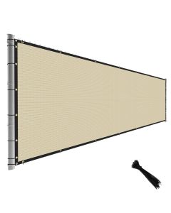 TANG Fence Privacy Screen Beige 8 Feet x 50 Feet Outdoor Shade Cloth with Grommets, 150 GSM Temporary Fence Cover with Zipties Mesh Netting Fences Blockage for Backyard Garden Patio Chain Link