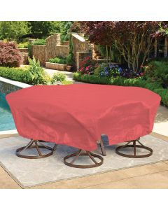 Bynbbur 22 FT Patio Furniture Cover with Wire Rope Hemmed All Edges, Round Pool Covers for Above Ground, UV Resistant Tarp for Deck Seat Couch Patio Table Chair Set Cover, Red