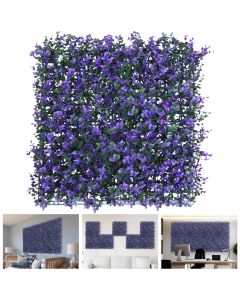 TANG 20"x20"-21PC Artificial Greenery Boxwood Panels Grass Wall Panel, Faux Privacy Fence Ivy Screens Backdrop Fake Hedge for Indoor Outdoor Wedding Décor, Purple Lavender Boxwood Panel