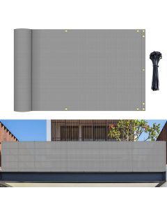 Bynbbur 2.5' x 99' Grey Balcony Privacy Screen Apartment Deck Railing, Mesh Fencing Cover Lattice Panels for Outside, UV Block Shade Cloth with Grommets for Patio Backyard Porch