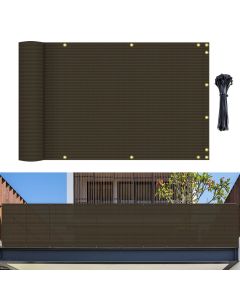 Bynbbur 3' x 10' Balcony Privacy Screen Apartment Deck Railing Fence Lattice Panels for Outside, UV Block Shade Cloth with Grommets, Mesh Fencing Cover for Patio Backyard Porch, Brown
