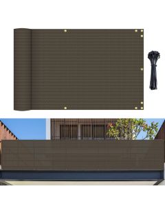 Bynbbur 2.5' x 99' Brown Balcony Privacy Screen Apartment Deck Railing, Mesh Fencing Cover Lattice Panels for Outside, UV Block Shade Cloth with Grommets for Patio Backyard Porch